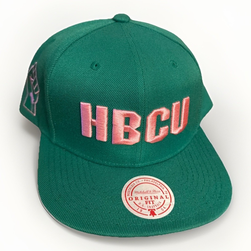 HBCU Mitchell & Ness Nostalgic Co. Green & Pink  Snapback Original Fit Cap Hat